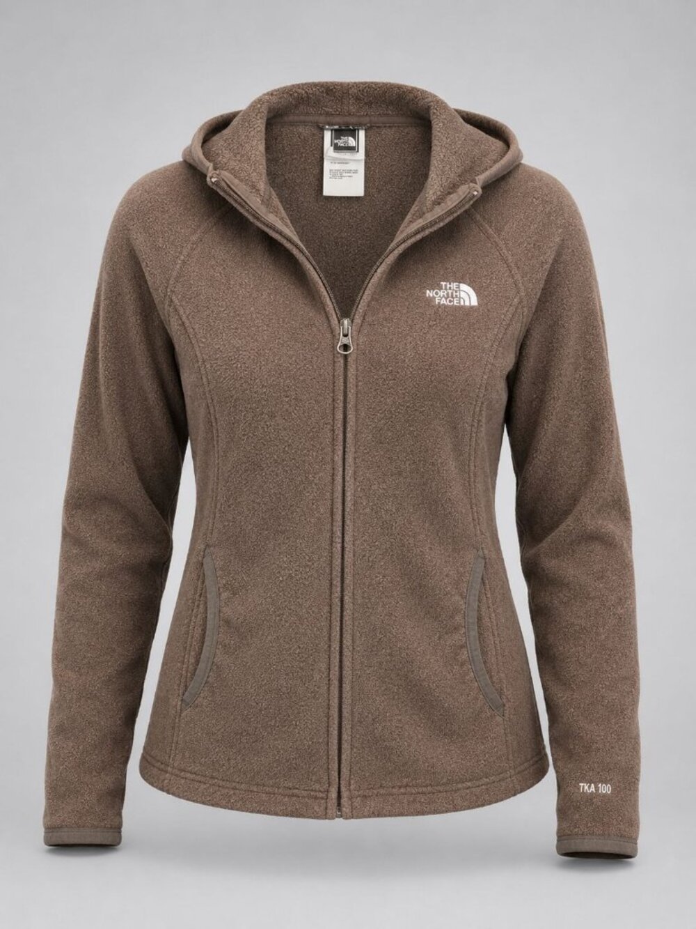 The North Face Womens Small Hoodie Brown TKA 100 Full Zip Fleece Sweatshirt
